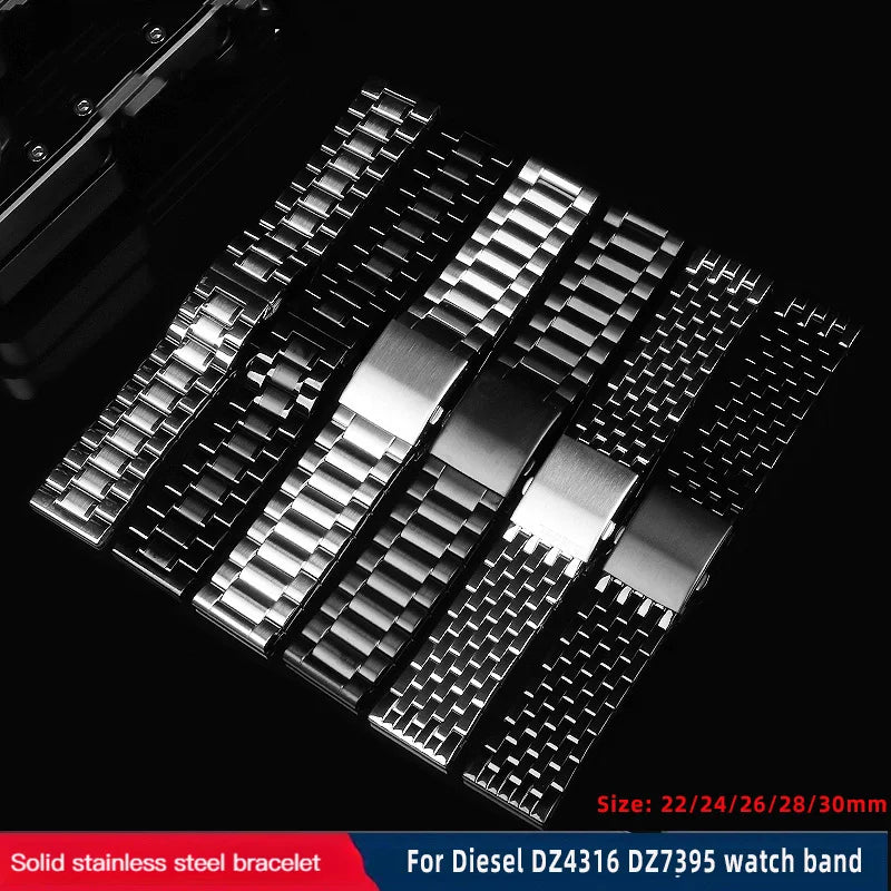 24mm 26mm 28mm 30mm Stainless Steel Watchband for Diesel DZ4316 DZ7395 7305 4209 4215 Men Solid Metal Watch Strap
