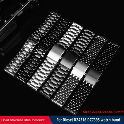 24mm 26mm 28mm 30mm Stainless Steel Watchband for Diesel DZ4316 DZ7395 7305 4209 4215 Men Solid Metal Watch Strap