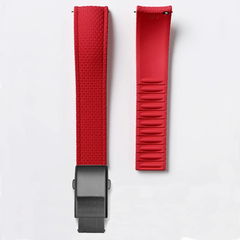 Bracelet de montre en caoutchouc fluoré FKM 18/19/20/21/22/24 mm avec boucle déployante universelle pour hommes, bracelet de remplacement CTS pour Seiko et Omega