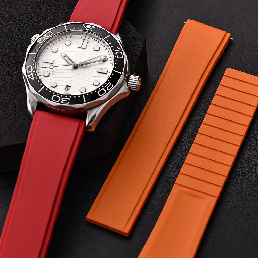 CTS FKM High Quality Fluoro Rubber Quick Release Watch Straps Soft 19/20/21/22mm for Dive Watch Unisex Cut to Size
