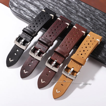 Atmungsaktives Retro-Uhrenarmband aus Rindsleder, Echtleder, Öl-Wachs-Finish mit Farbverlauf, Business-Uhrenarmband, 20 mm, 22 mm, hohe Qualität