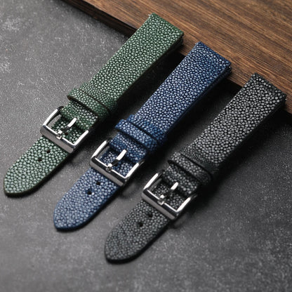 Handmade Beaded Fish Leather Bracelet, 18MM 19MM 20MM 21MM 22MM, Black, Blue, Green, Watch Strap