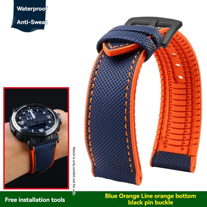 Cinturino per orologio in gomma e nylon per Casio PROTREK PRG-600YB PRG-650 PRW-6600 - Cinturino sportivo in tela e silicone da 24 mm