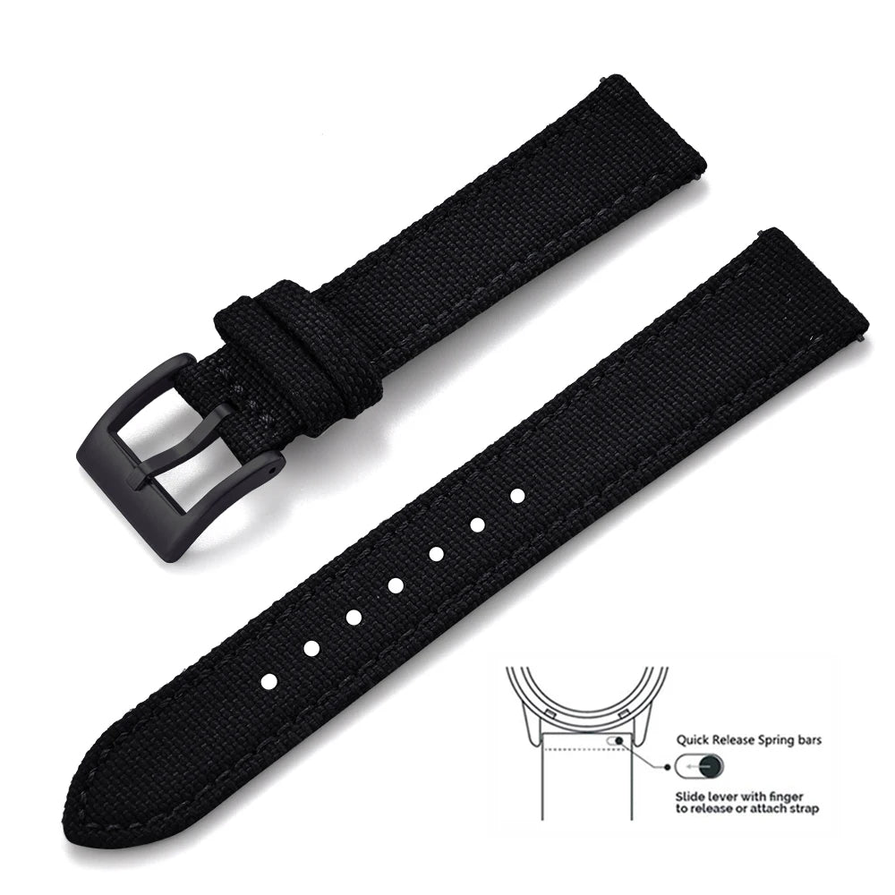 Bracelets en toile et Nylon en cuir, 18mm, 20mm, 22mm, à dégagement rapide, en tissu Vintage, pour montres Huawei Samsung