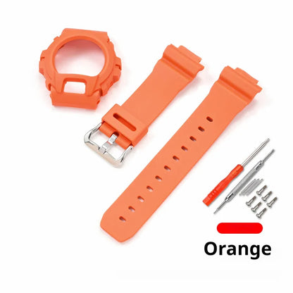 Cinturino sportivo in resina TPU per Casio G-SHOCK DW-6900 DW-6600 DW-3230, cinturino in gomma impermeabile da uomo, kit di ricambio con custodia protettiva