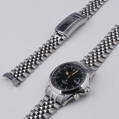 Rolamy 20mm bracelet jubilé pour Seiko Prospex alpiniste SPB115 117 121 123 209 SARB013 15 bracelet de montre en acier inoxydable à extrémité incurvée solide