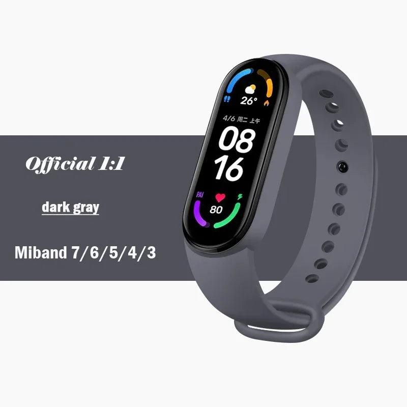 Official silicone strap for Xiaomi Mi Band 4 5 6 7, sports watch, Miband4 Miband7 Correa Mi band 3 4 5 6 7 bands