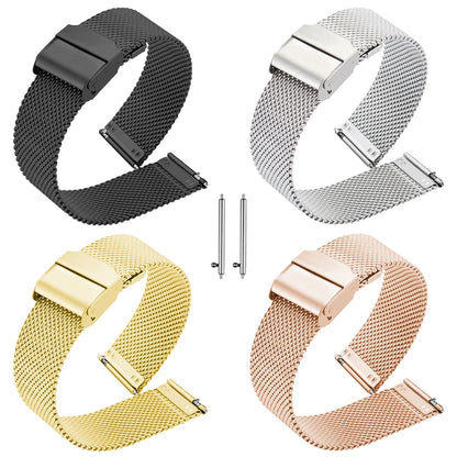 Bracelet de montre milanais universel en acier inoxydable, bracelet en métal, bracelet noir, bracelet en or rose, 12mm, 14mm, 16mm, 18mm, 20mm, 22mm, 24mm