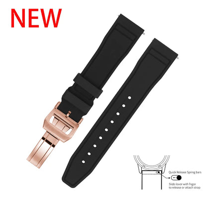 20mm 21mm 22mm Premium FKM Fluoro Rubber Watch Straps FPM Butterfly Buckle Quick Release Watch Bands for I-WC Watch Bands