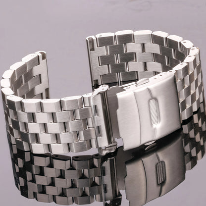Solid Stainless Steel Watch Bracelet for Men and Women, 18mm 20mm 22mm 24mm, Silver Brushed Metal Accessories