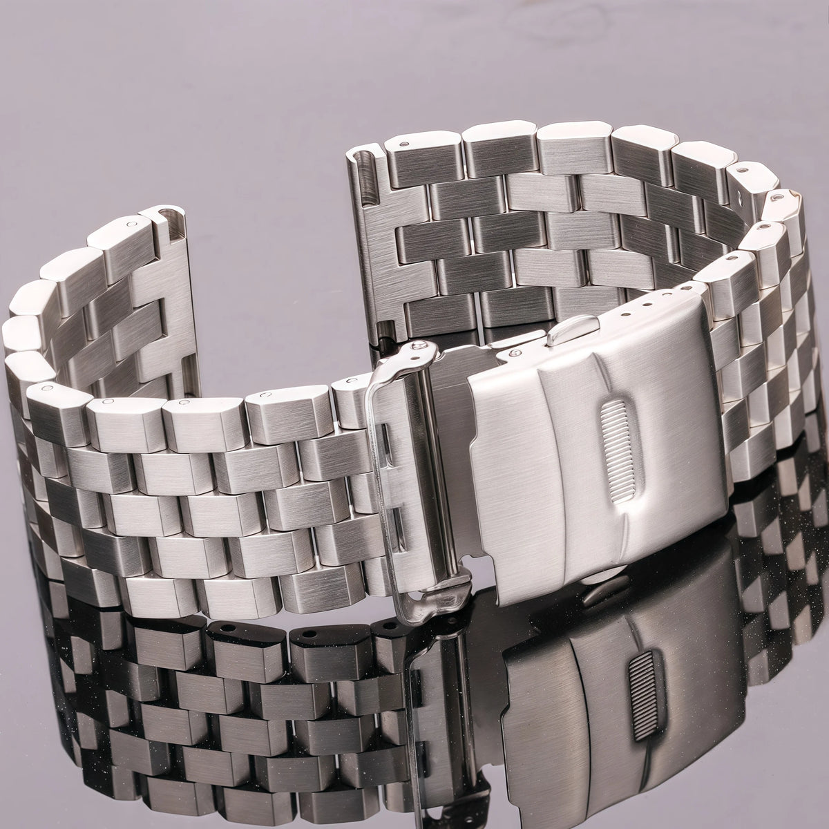 Correa de reloj de acero inoxidable macizo para hombres y mujeres, 18mm 20mm 22mm 24mm, accesorios de metal cepillado plateado