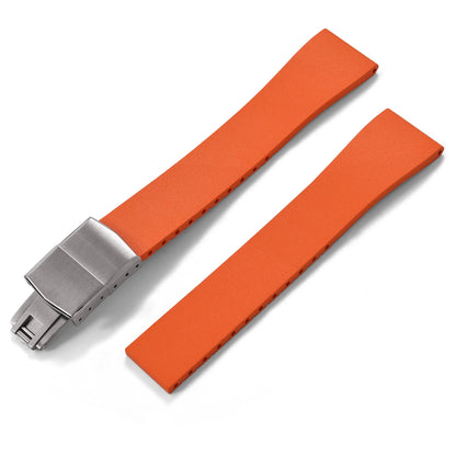 New CTS Fluororubber FKM Watch Straps 16mm 18mm 19mm 20mm 21mm 22mm Cut-to-Size Quick Release Butterfly Silver Buckle Watch Straps
