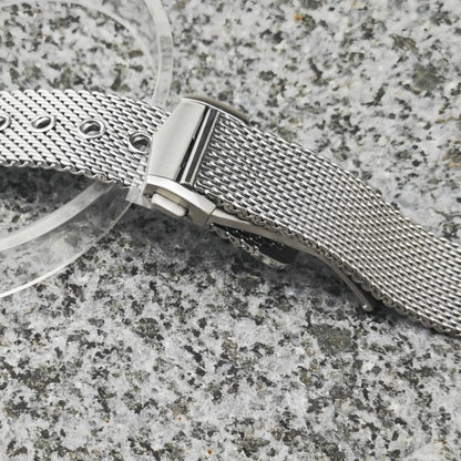 Cinturino Web da 20 mm adatto alla cassa Omega Seamaster NH35, in acciaio inossidabile 904L, fibbia ad ardiglione, argento