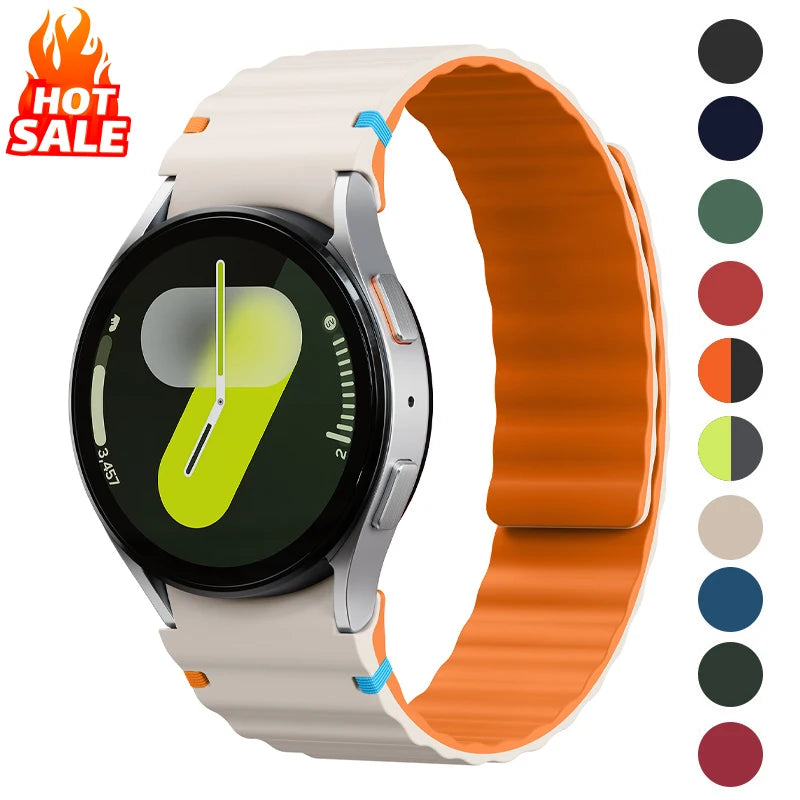 Magnetic band for Samsung Galaxy Watch 7 FE 6 5 4 44mm 40mm/5 Pro, no gaps, Correa Galaxy Watch 6 Classic 43mm 47mm