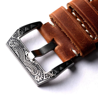 Chiusura goffrata, chiusura in acciaio inossidabile 304, chiusura incisa Maya da 20 mm, 22 mm, 24 mm, 26 mm, accessorio per cinturino in vera pelle