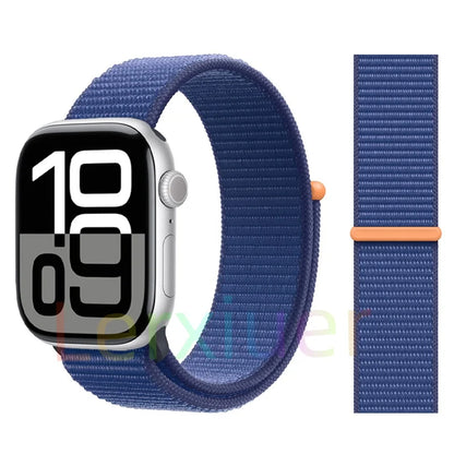 适用于 Apple Watch 46mm 44mm 45mm 40mm 41mm 42mm 的尼龙回环表带，适配 iWatch 系列 11 10 9 SE 8 7 6 5 4 Ultra 3 2 49mm