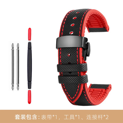 Bracelet de montre en Nylon et Silicone pour hommes, 20mm, 22mm, 24mm, étanche et respirant, en caoutchouc, accessoires