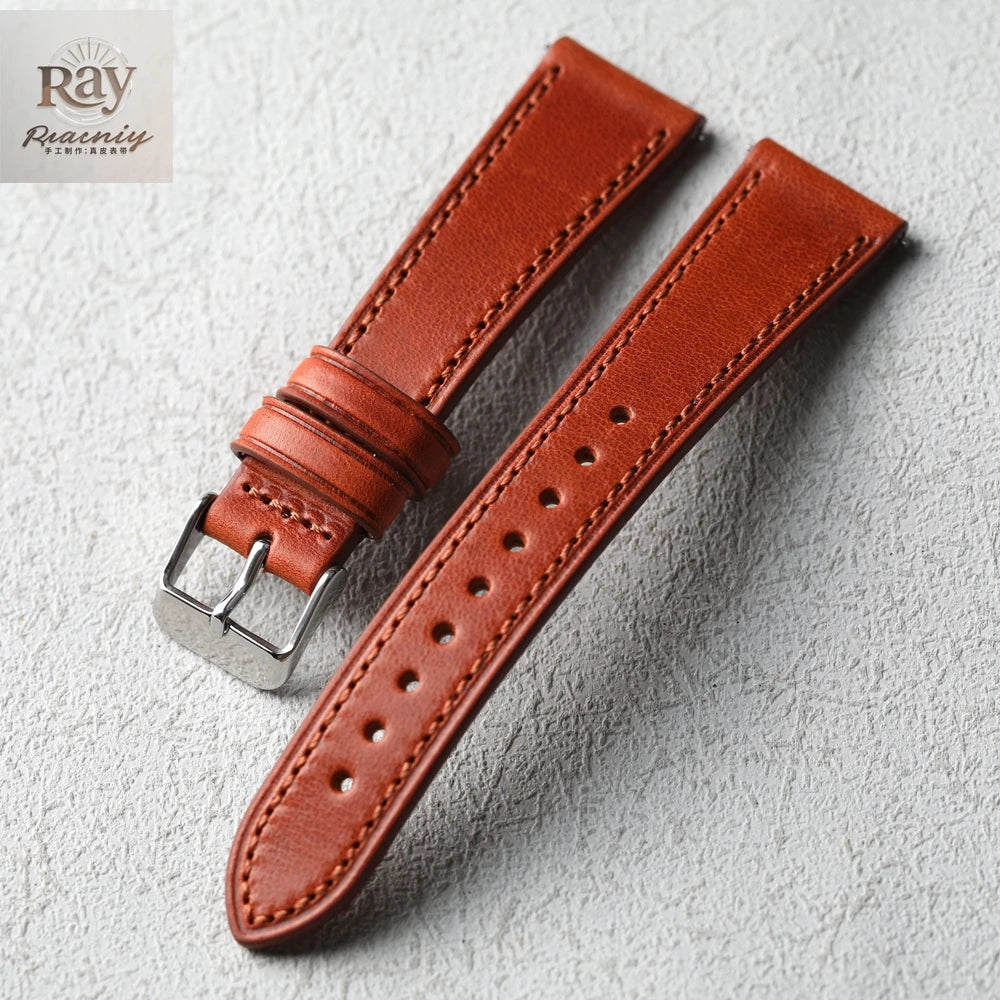 Handmade Italian Cowhide Leather Strap, Genuine Leather 18 19 20 21 22 mm, Soft Quick Release, Genuine Leather Strap, Blue
