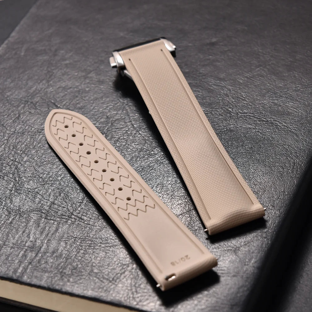 Bracelet de montre déployant de sport à motif tissé de haute qualité, 20mm 21mm 22mm, bracelet de montre en caoutchouc FKM