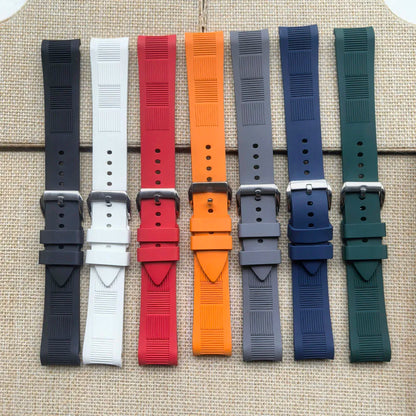 Bracelet de montre 20mm 22mm à extrémité incurvée, adapté aux montres à quartz Omega Rolex pour hommes, accessoires, bracelet en caoutchouc FKM, fluoroélastomère, multicolore, tendance
