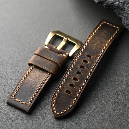 Cinturino in vera pelle di alta qualità, cinturino in bronzo, 20 22 23 24 26MM, cinturino spesso in pelle bovina da uomo, strato superiore italiano