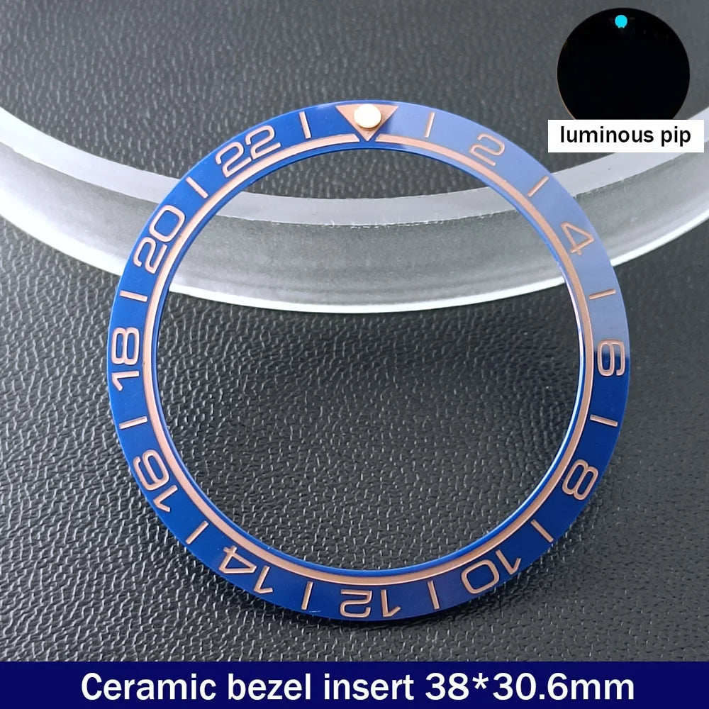 38mm x 30.6mm Sloped Ceramic Bezel GMT and Diving Watch Insert for 40mm Men's Watch Replacement Watch Bezel Inserts