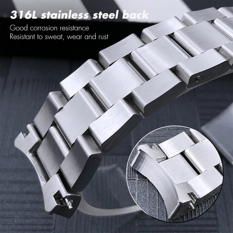 Cinturino per orologio in acciaio inossidabile 316L per Tag Heuer Aquaracer Calibre 43mm Quadrante WAY201 Metallo massiccio 21,5mm 20,5mm Cinturino per orologio