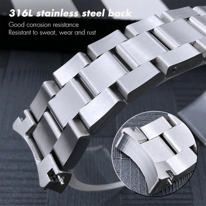Cinturino per orologio in acciaio inossidabile 316L per Tag Heuer Aquaracer Calibre 43mm Quadrante WAY201 Metallo massiccio 21,5mm 20,5mm Cinturino per orologio
