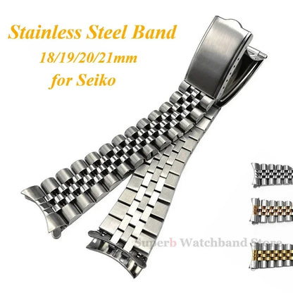Bracelet en acier inoxydable à extrémité incurvée pour homme, SeATM SkxHouseSkx009, Jubilee Sports Strap, Structure pliante, 18mm, 19mm, 20mm, 21mm