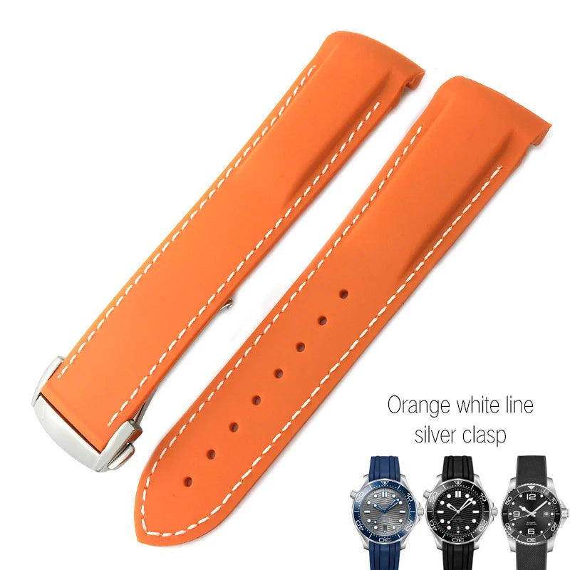Bracelets de montre en caoutchouc de Silicone 18mm 19mm 20mm 21mm 22mm pour Omega couturier planète océan bracelet de montre de Sport Hydroconquest étanche