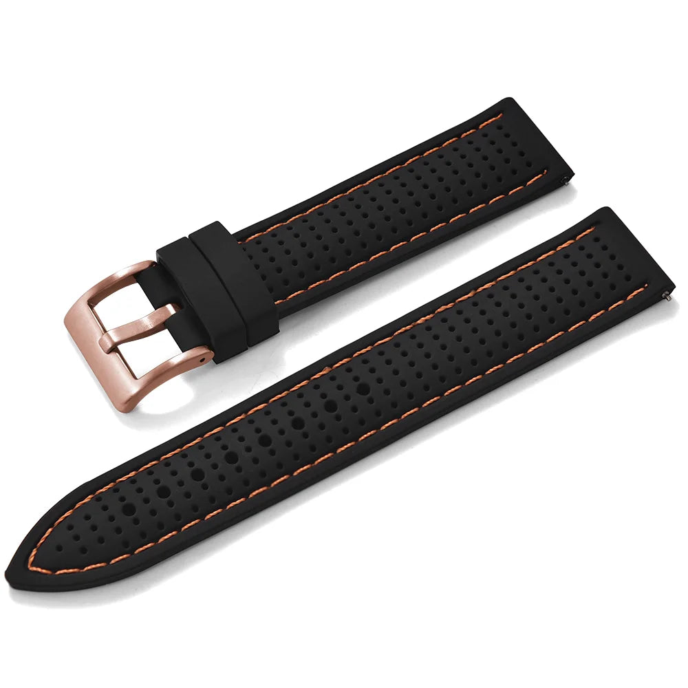 Bracelet de montre sport en silicone à dégagement rapide - Bracelet en caoutchouc souple respirant et imperméable, ajustement universel 18 mm 20 mm 22 mm pour hommes et femmes