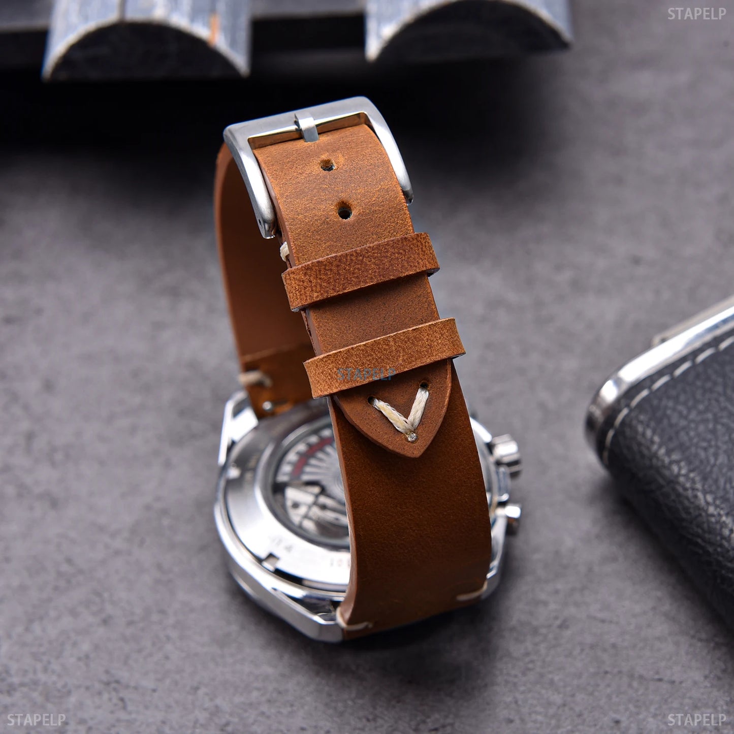 Quick Release Crazy Horse Leather Watch Strap, 18mm 20mm 22mm, Brown, for Men and Women, Compatible with Seiko Omega Huawei