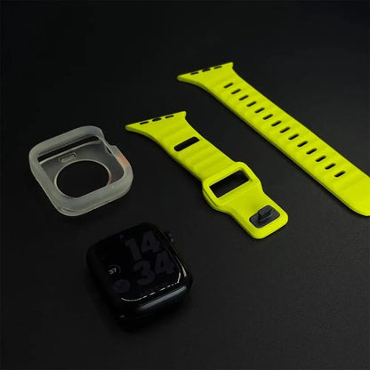 Silicone case + strap for Apple Watch Ultra 2 49mm 46mm 42mm 40mm 41mm 44mm 45mm for Apple Watch Series 11 10 9 8 7 6 5 4