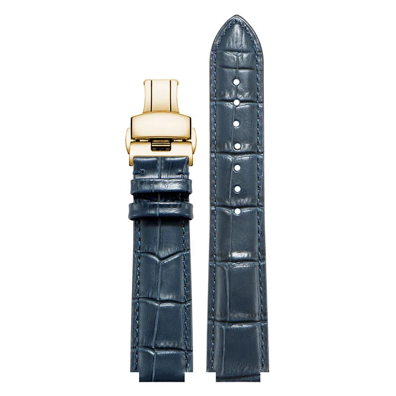 Convex leather watch strap for Ulysse Nardin MARINE 6300 263 6319, men's and women's strap, 24x12MM 26x12MM, blue strap accessory