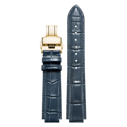 Convex leather watch strap for Ulysse Nardin MARINE 6300 263 6319, men's and women's strap, 24x12MM 26x12MM, blue strap accessory