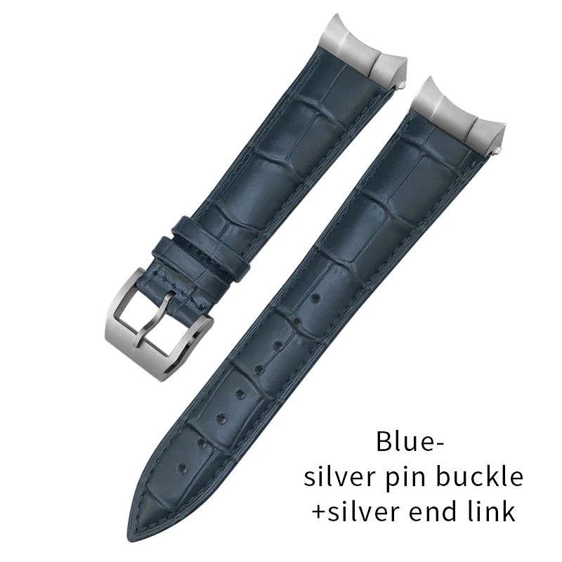 Curved End Genuine Leather Watch Strap, Crocodile Pattern Cowhide Metal Link for Tudor Black Bay 1958 20mm 22mm, Watch Band Tools