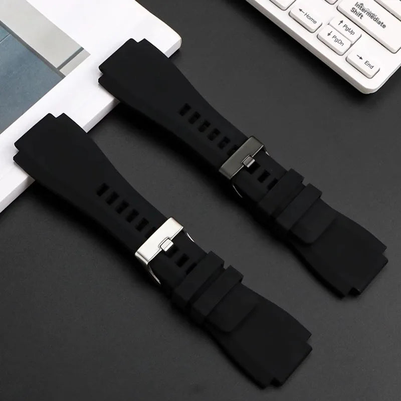 For Bell & Ross BR-03 BR-01 BR-X1 large convex silicone rubber strap 34x24mm BR01 BR02 waterproof strap Bell Ross