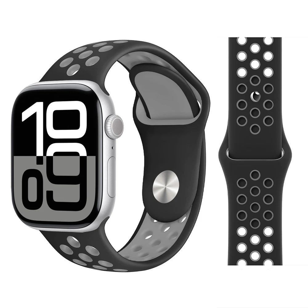 Bracelet en Silicone pour bracelets de montre Apple 46mm 44mm 45mm 40mm 41mm 42mm, Bracelet de Sport Correa iWatch série 11 10 9 SE 8 7 6 5