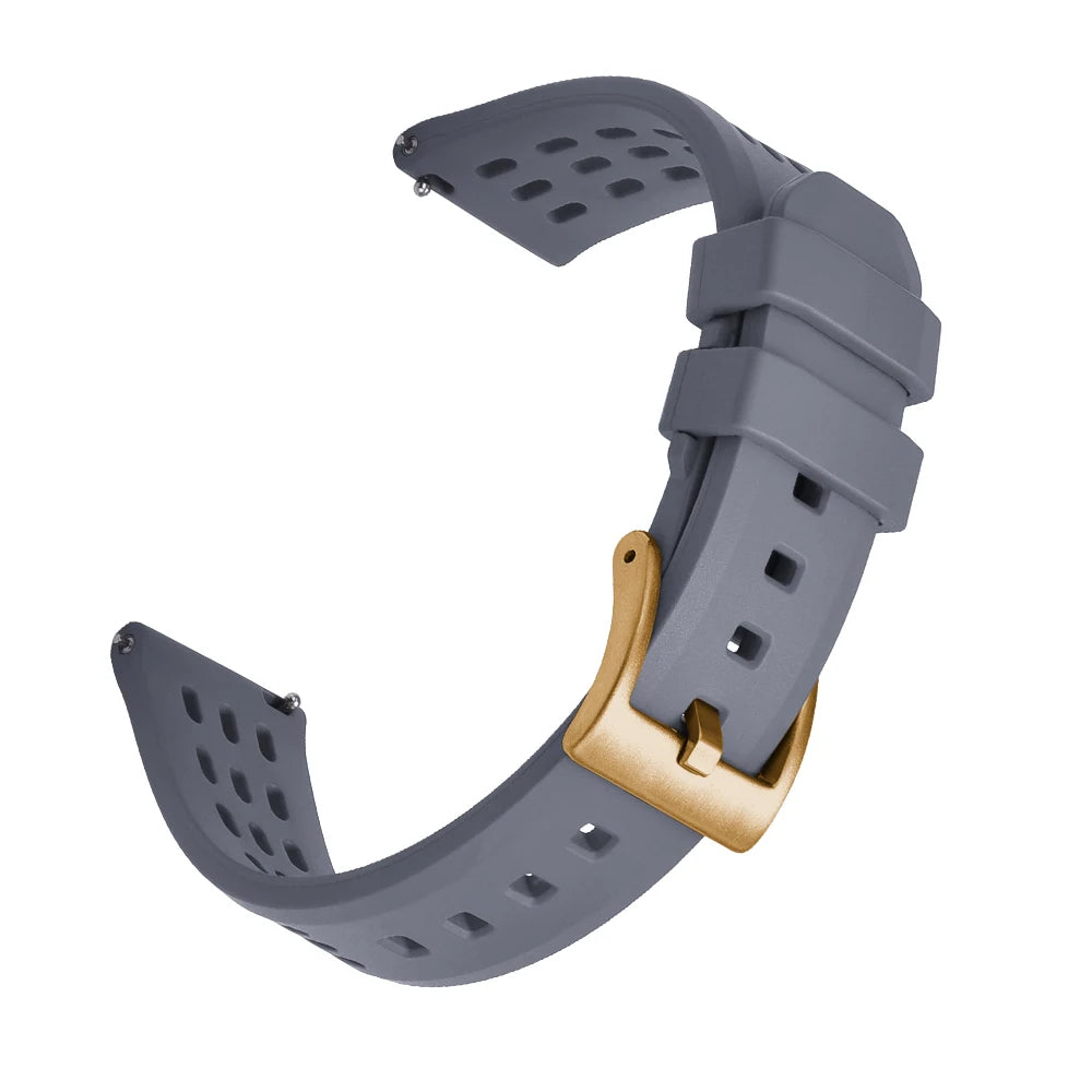 High Quality Quick Release FKM Fluoro Rubber Watch Strap 20mm 22mm New Design Porous Structure Ventilate FPM Rubber Watch Straps