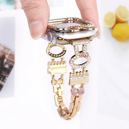 Rabbit Bracelet for Apple Watch 45mm 44mm 42mm 41mm, Bling Rhinestone for iWatch Ultra Series 9 8 SE 7 6 5