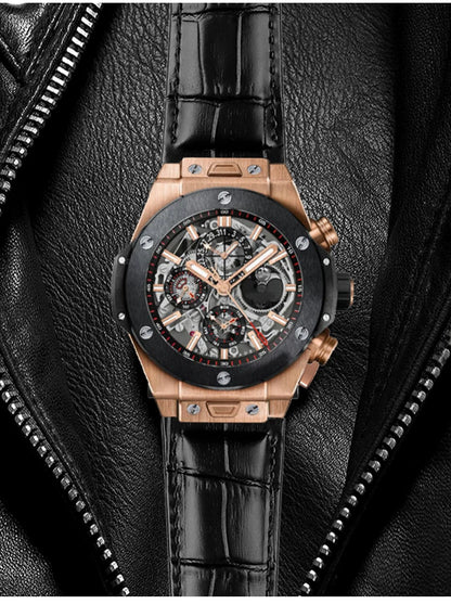Cinturino per orologio in vera pelle bovina per Hublot, cinturino a sgancio rapido, cinturino nero, cinturino per serie Big Bang 411, alta qualità, 27mm