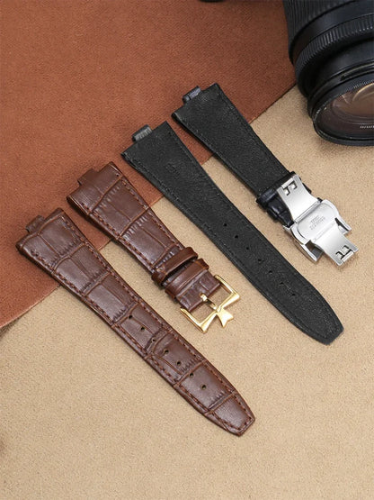 Echtleder-Uhrenarmband für Vacheron Constantin OVERSEAS, Serie 4500V 5500V P47040, Edelstahlstruktur, Herren-Uhrenarmband, 25x8