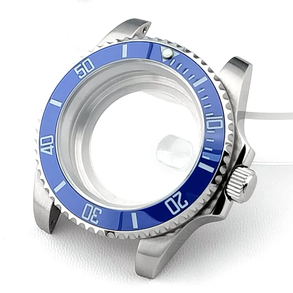 Cassa per orologio secondario in argento di alta qualità, 40,5 mm, adatta per NH-35/36, vetro zaffiro, cassa in metallo, parti e accessori resistenti all'acqua fino a 50 bar