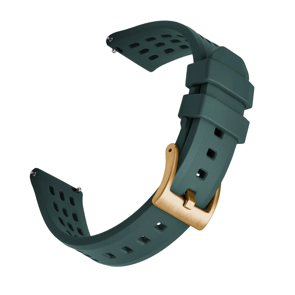 High Quality Quick Release FKM Fluoro Rubber Watch Strap 20mm 22mm New Design Porous Structure Ventilate FPM Rubber Watch Straps