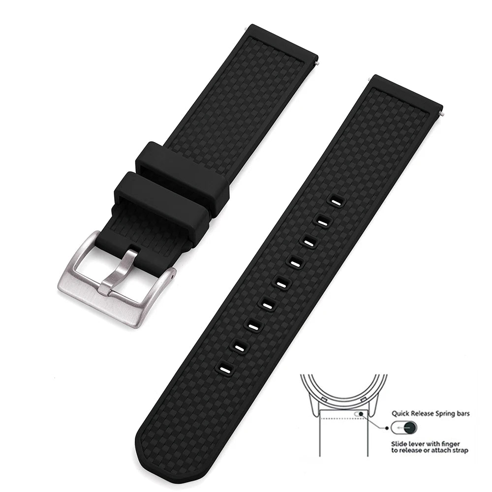 Premium Quality 18mm 20mm 22mm FPM/FKM Watch Strap, New Design Quick Release Fluoro Rubber Watchbands for Every Smartwatch Brand