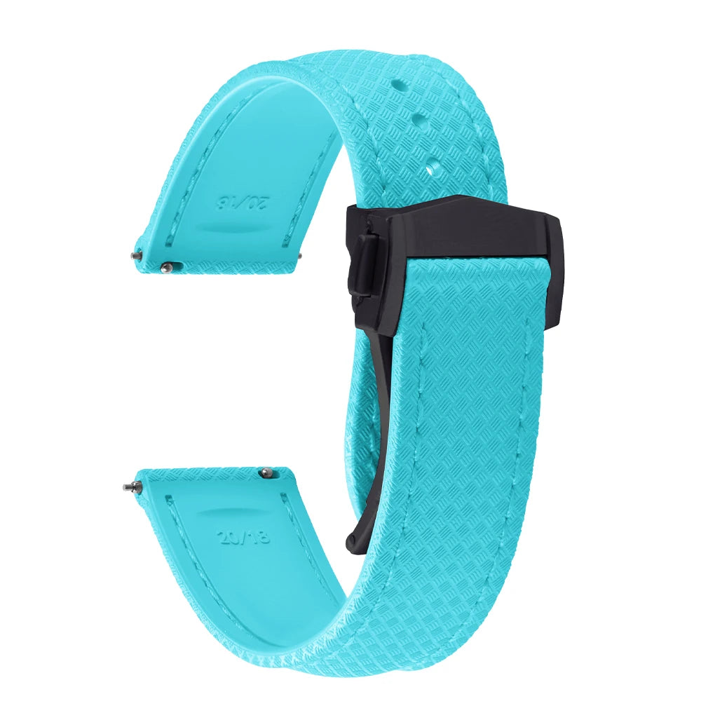 FKM Waterproof Rubber Watch Band Quick Release Deployment Clasp Straps 20mm 22mm Universal Watch Bracelet