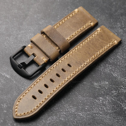 Handmade cowhide leather strap, 20 22 24MM, retro thick style for men, suitable for military watches
