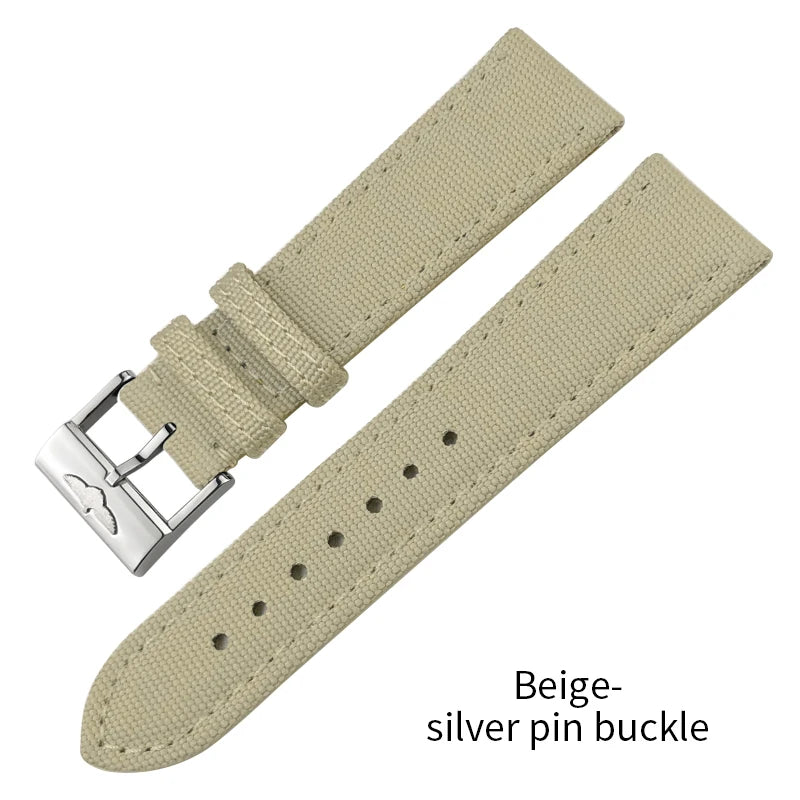 Bracelet de montre en cuir et nylon épais de qualité, 21mm 22mm, pour Breitling Avenger CHRONOMAT NAVITIMER SUPEROCEAN, bracelet de montre à fond jaune