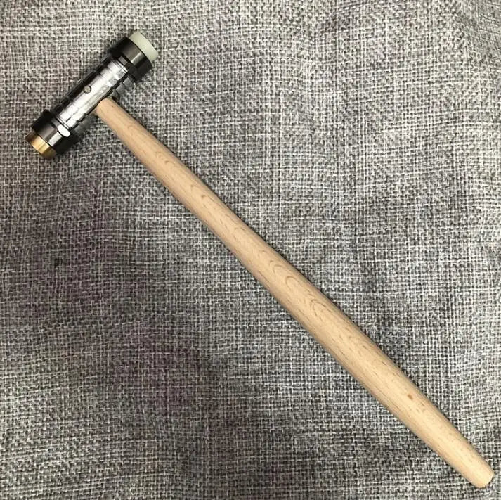 Marteau de réparation de montres avec main en bois, 2 en 1, tête en laiton et plastique, maillet pour horlogers W0629