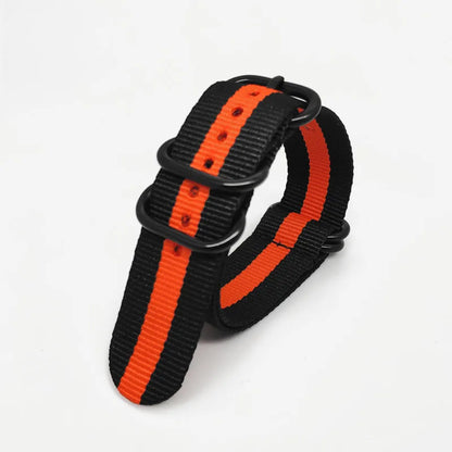 Bracelet de montre multicolore en Nylon noir, boucle d'anneau 18mm 20mm 22mm 24mm rayé étanche, accessoires de montre de remplacement pour hommes et femmes